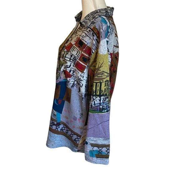 Parsley and Sage Graphic Print Girl Walking Dog City Scene Top  XL - Picture 2 of 8